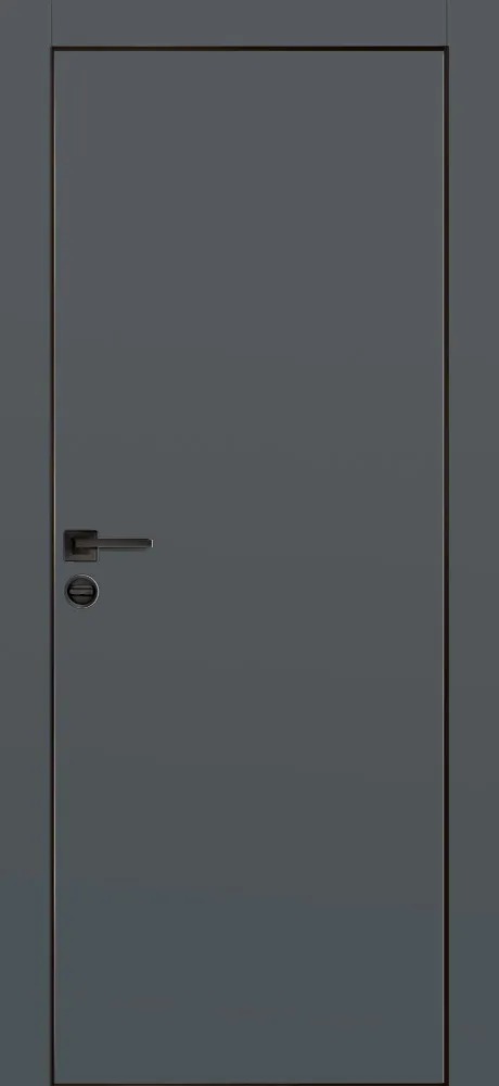 Межкомнатная дверь PX-1 черная кромка с 4-х ст. Графит матовый