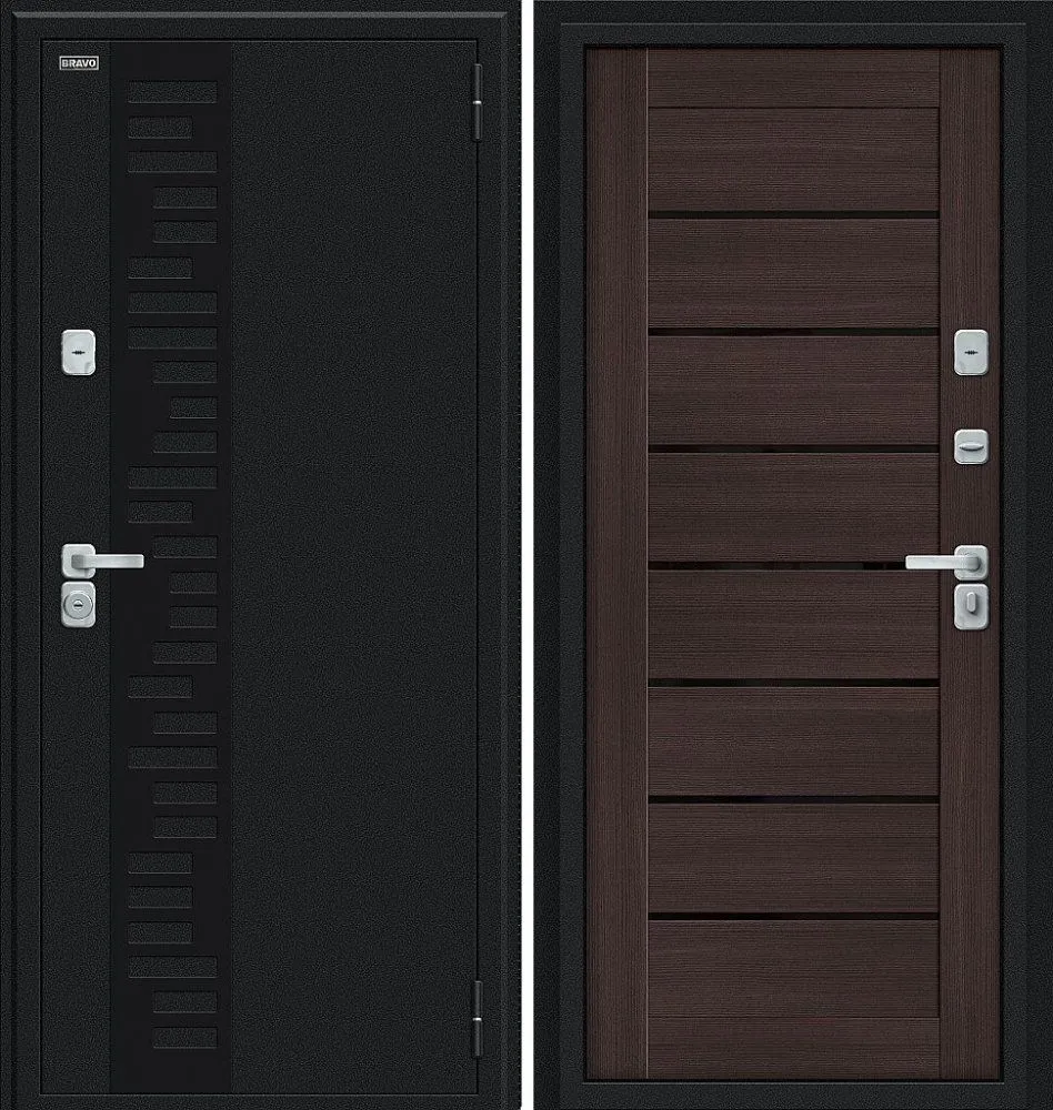 Дверь Браво Thermo Техно Декор-2 Букле черное/Wenge Veralinga DIS006772